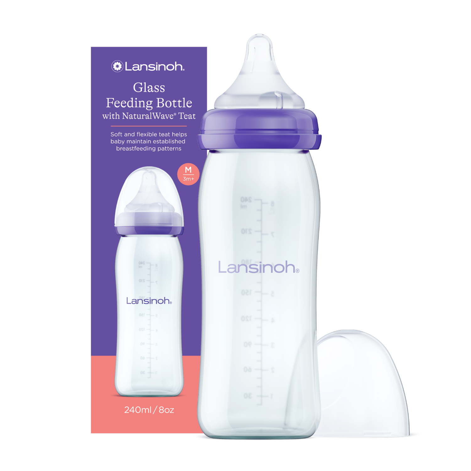 Glass Feeding Bottle with NaturalWave® Teat