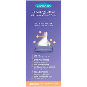 LANSINOH PLASTIC FEEDING BOTTLE X 2