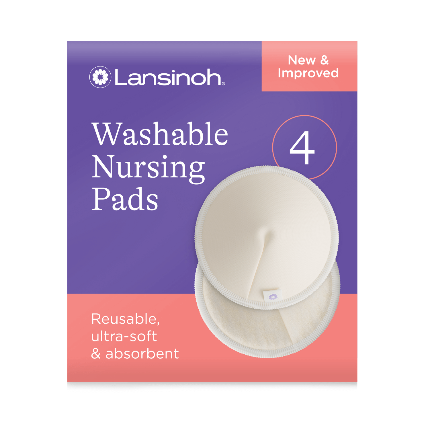 Washable/Reusable Nursing Pads For Breastfeeding - 4-Pack
